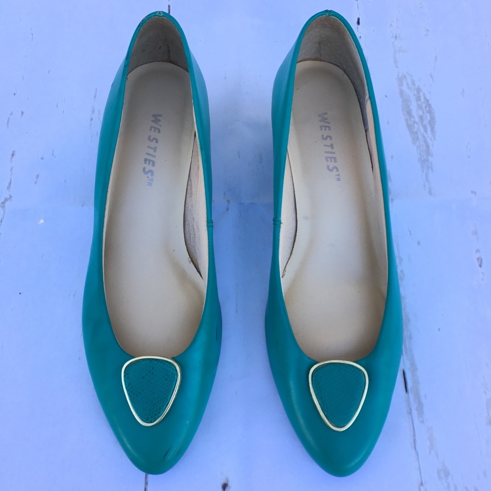 Westies Teal Leather Pumps 7M